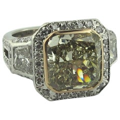 GIA 6.48 Carat Fancy Light Yellow Diamond, SI1 Diamond in Filigree Setting