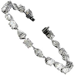 0.75 Carat Each GIA Certified F VS2 Fancy Shape Diamond Tennis Bracelet 14.25 ct