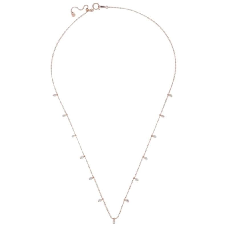 Rose Gold Choker, Necklace 18 Karat 13 White Diamonds 0.48 Carat Necklace  For Sale