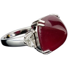 18.62 Carat Sugarloaf African Ruby and Diamond Ring