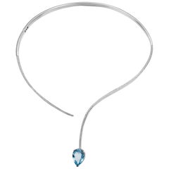 Fei Liu Shooting Star Blue Topaz Silver Choker Necklace