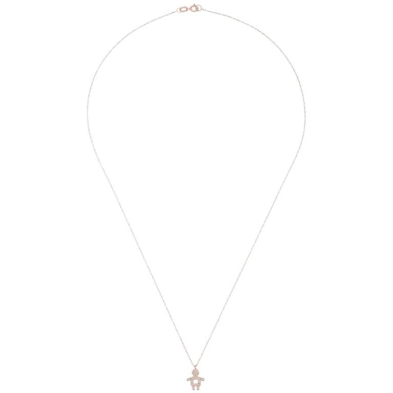 Little Boy 18 Karat 0.11 Carat Rose Gold White Brilliants Pendant Necklace  For Sale