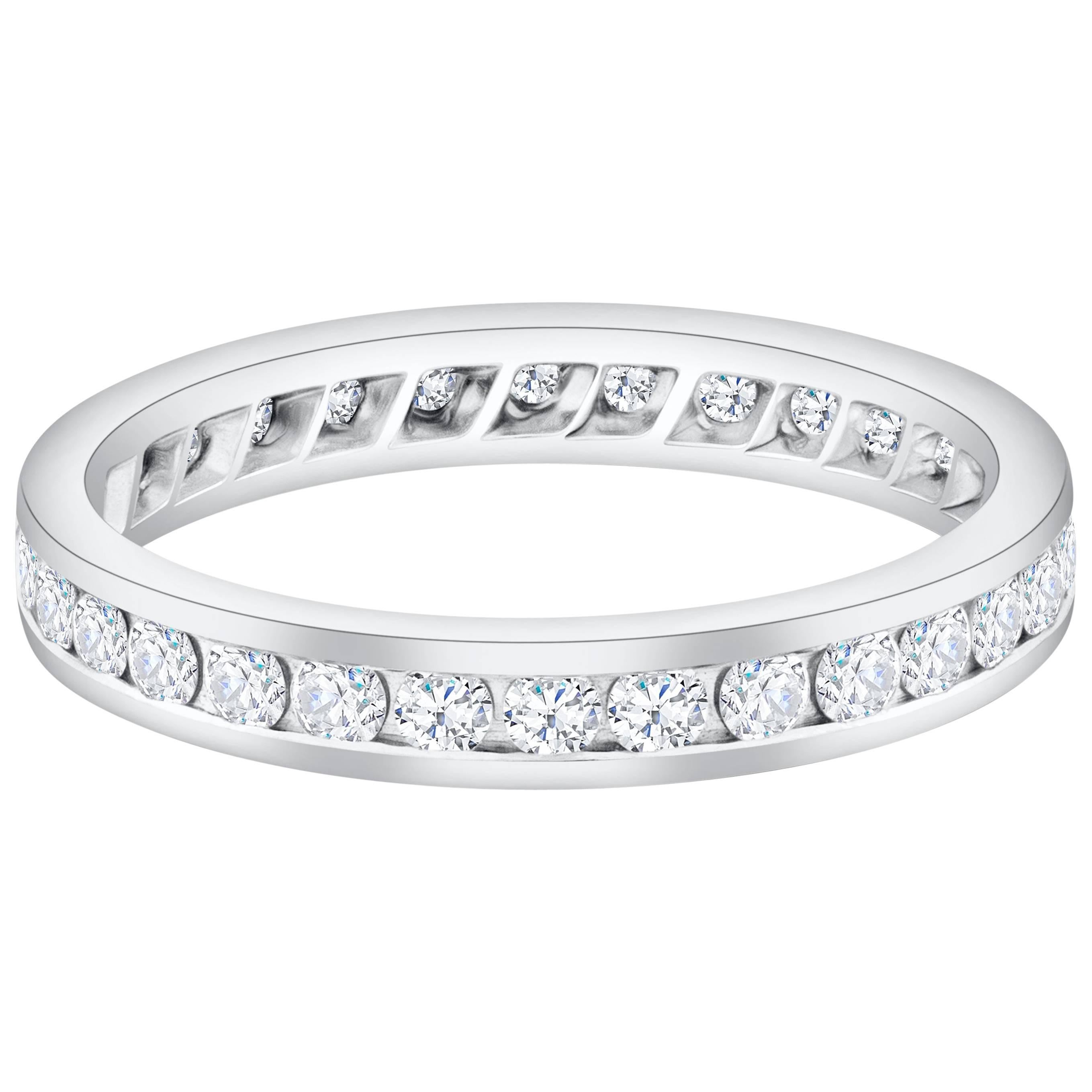 Roman Malakov 0.98 Carat Total Channel-Set Round Diamond Eternity Wedding Band