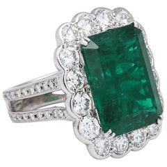 Important 13 Carat Colombian Emerald and Diamond Ring GIA Certified