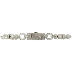 Platinum Diamond Ladies Art Deco Covered manual Wristwatch