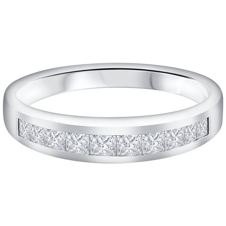 Princess Cut Diamond Platinum Wedding Band For Sale (Free Shipping) at