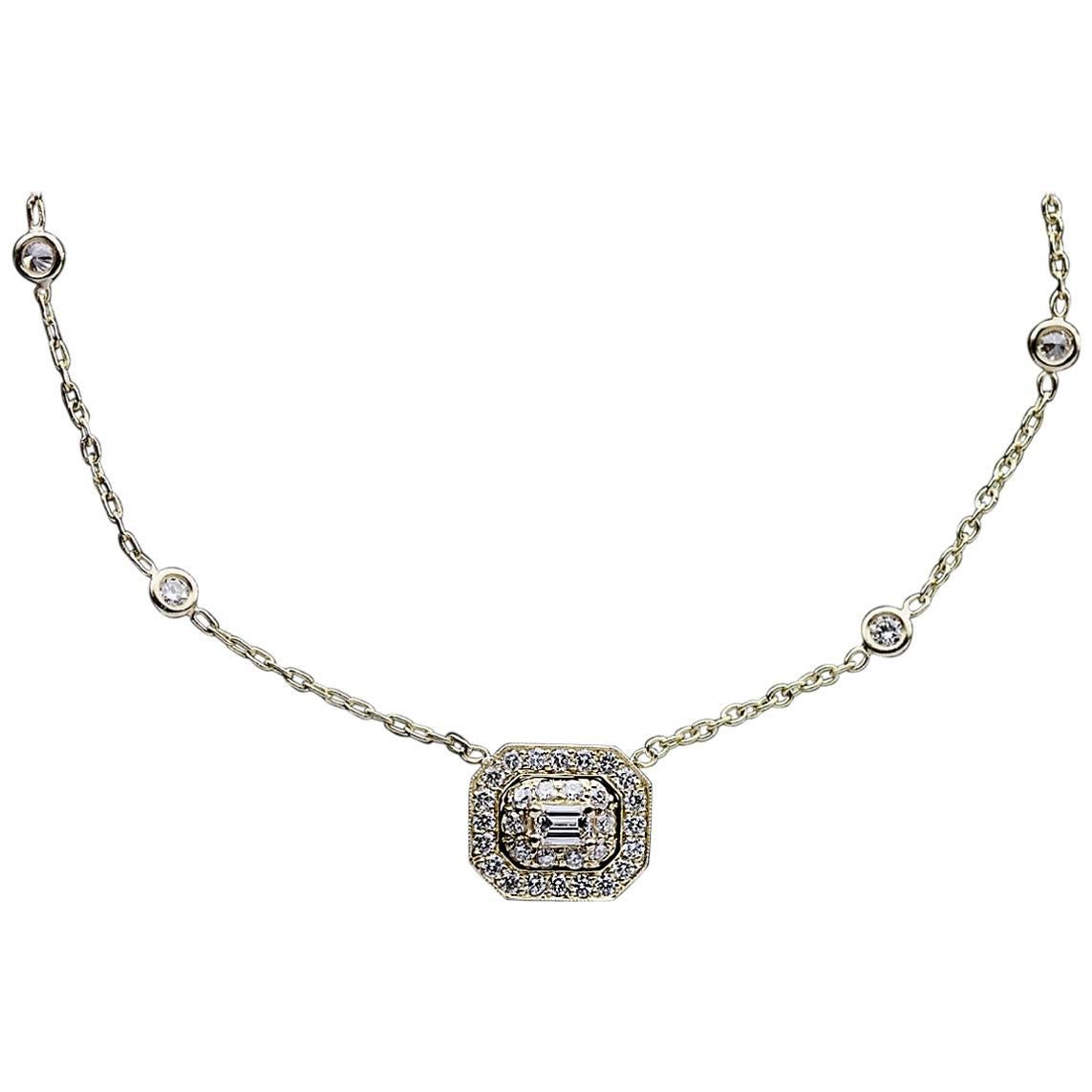 Penny Preville 1.50 Carat Diamond and Yellow Gold Double Halo Necklace