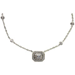 Penny Preville 1.50 Carat Diamond and Yellow Gold Double Halo Necklace