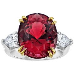 15.13 Carat Oval Red Spinel and Diamond Platinum and 18k Yellow Gold Ring