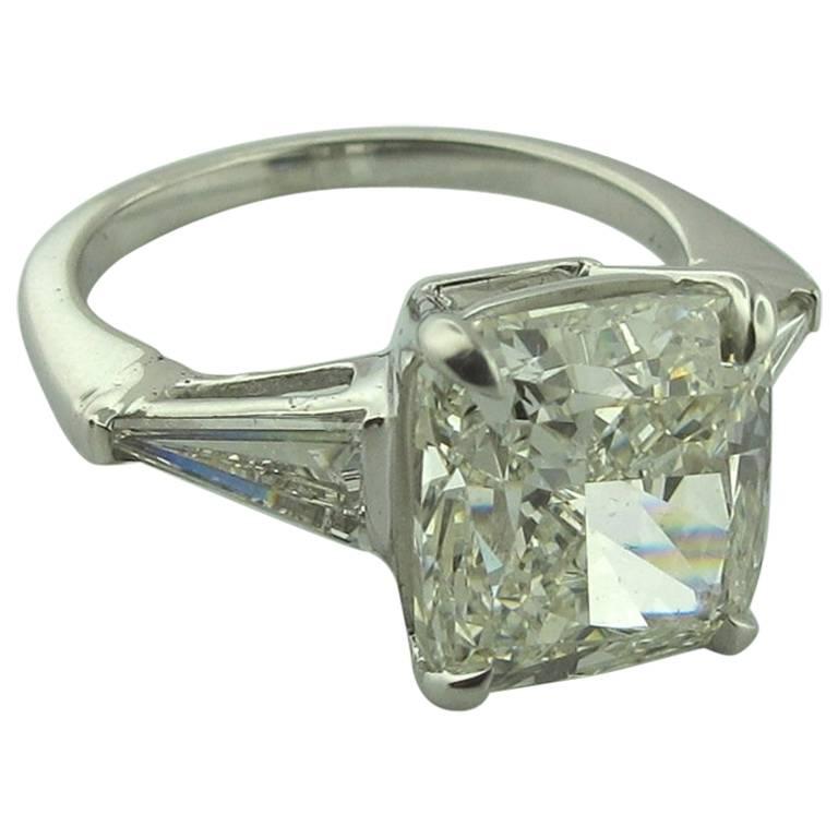 GIA 6.07 Carat Cushion Modified Brilliant Cut Diamond Set in Platinum