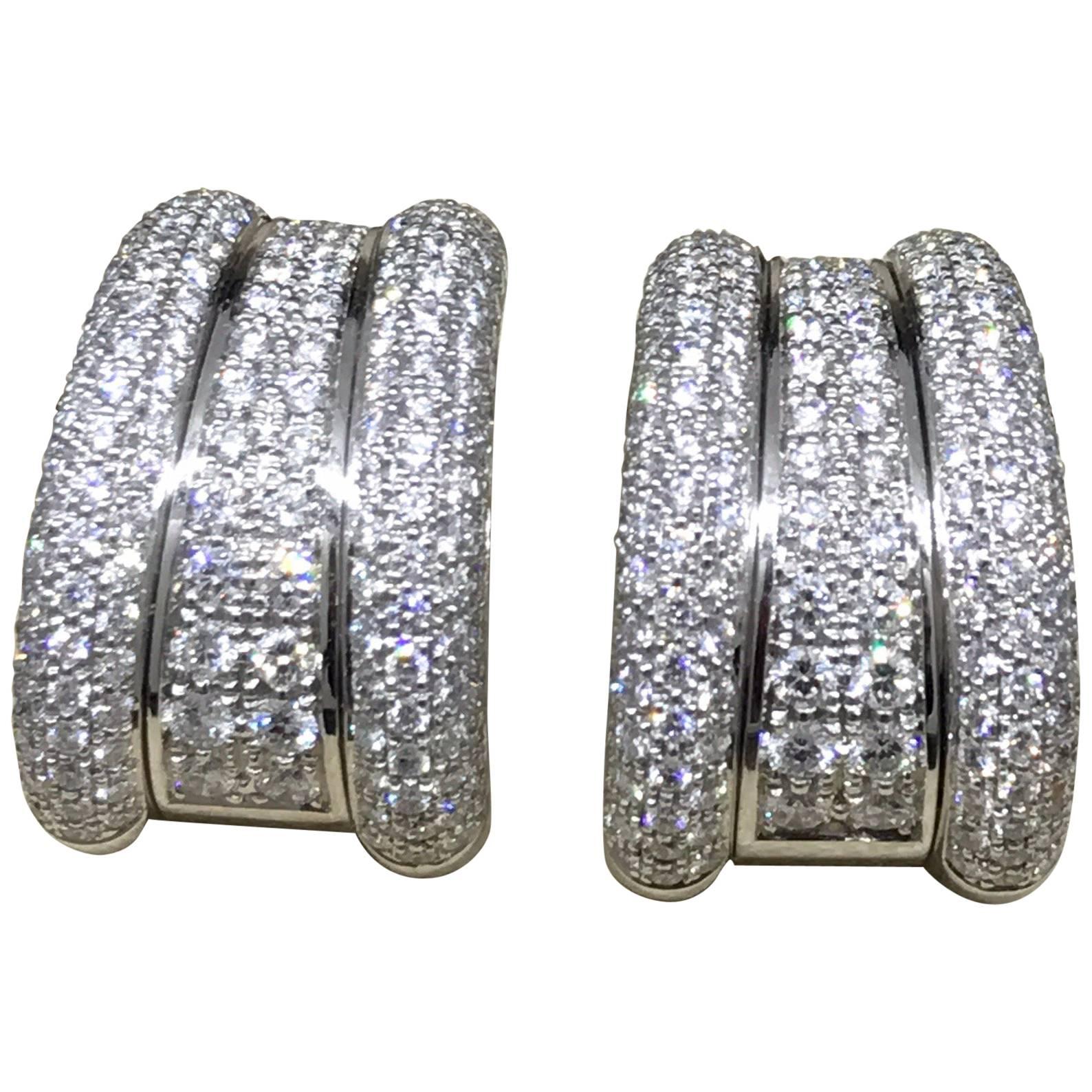 Chopard La Strada 18 Karat White Gold Pave Diamond Earrings For Sale