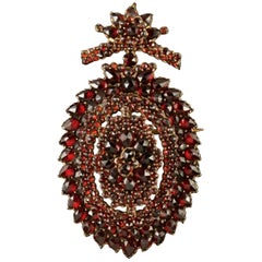 Antique Victorian Bohemian Garnet Locket Brooch, circa 1880