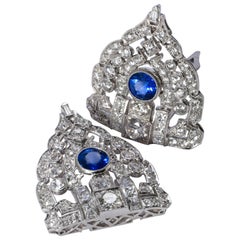 Art Deco Sapphire and Diamond Double Clips