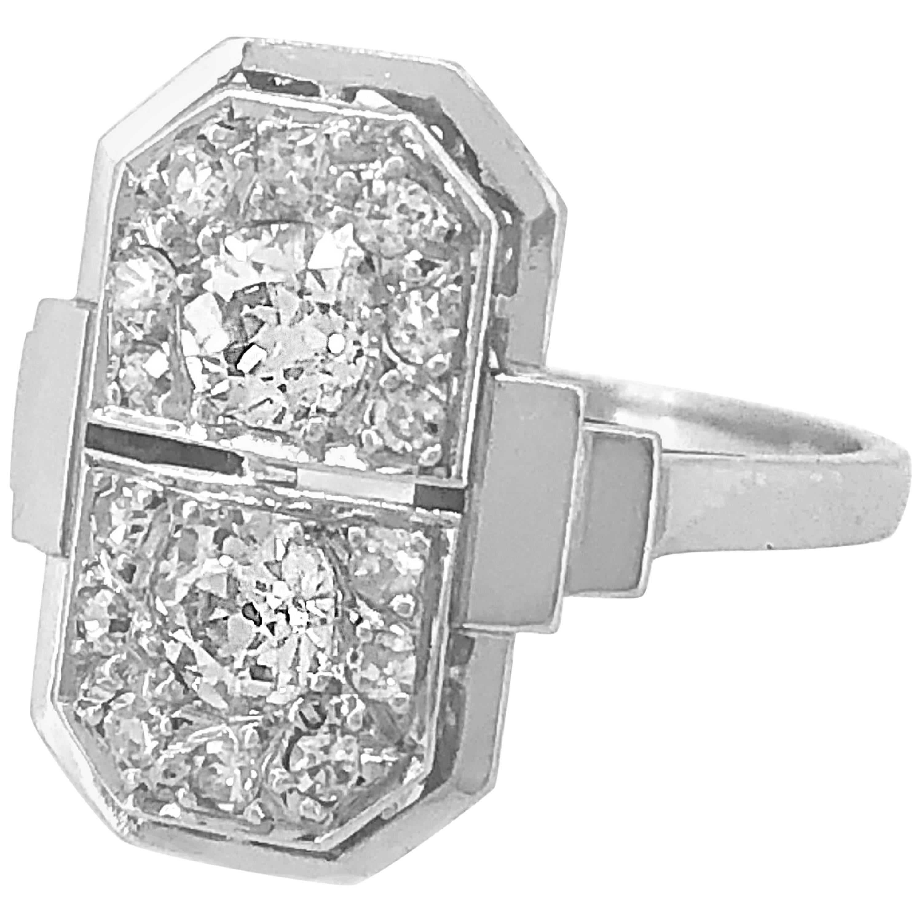 .75 Carat Total Weight Antique Diamond Engagement Platinum Ring 