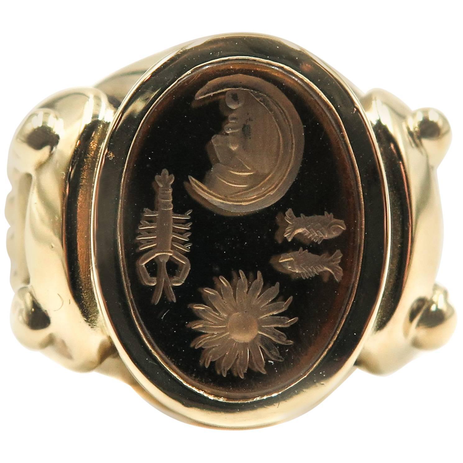 Celestial Horoscope Yellow Gold Ring by B. Kieselstein Cord
