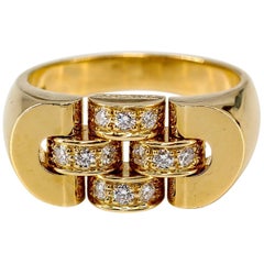 Retro Rolex Diamond and Yellow Gold Ring