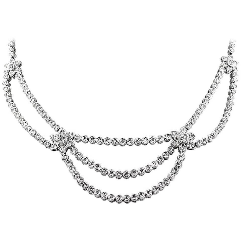 Mark Broumand 15.27 Carat Round Brilliant Cut Diamond Necklace