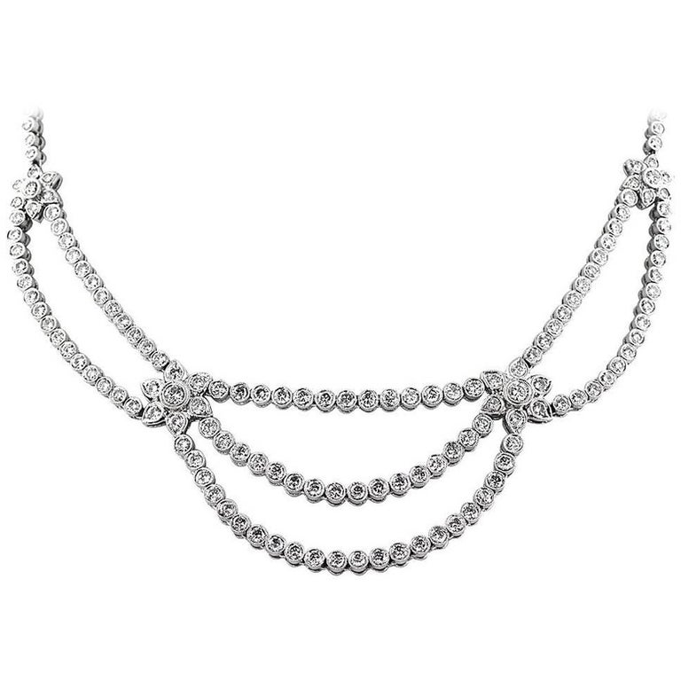 1950s Stunning 20 Carat Diamond Platinum Necklace For Sale at 1stdibs