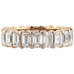 Mark Broumand 6.30 Carat Emerald Cut Diamond Eternity Band in 18 Karat Rose Gold