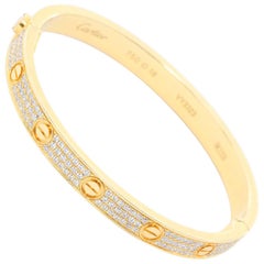 Cartier Love Pave Diamond Bracelet 18 Karat Yellow Gold