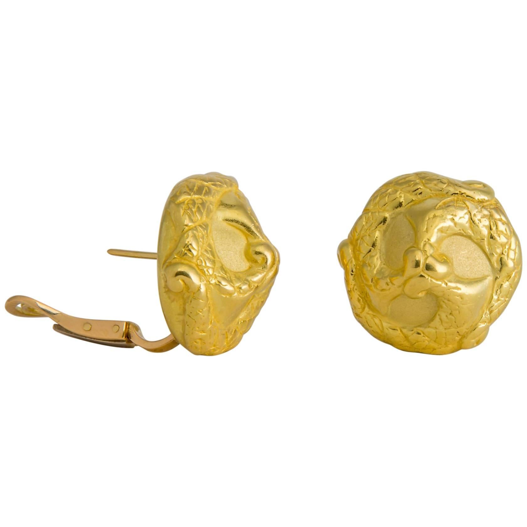 Elizabeth Gage Elegant Domed Gold Earrings