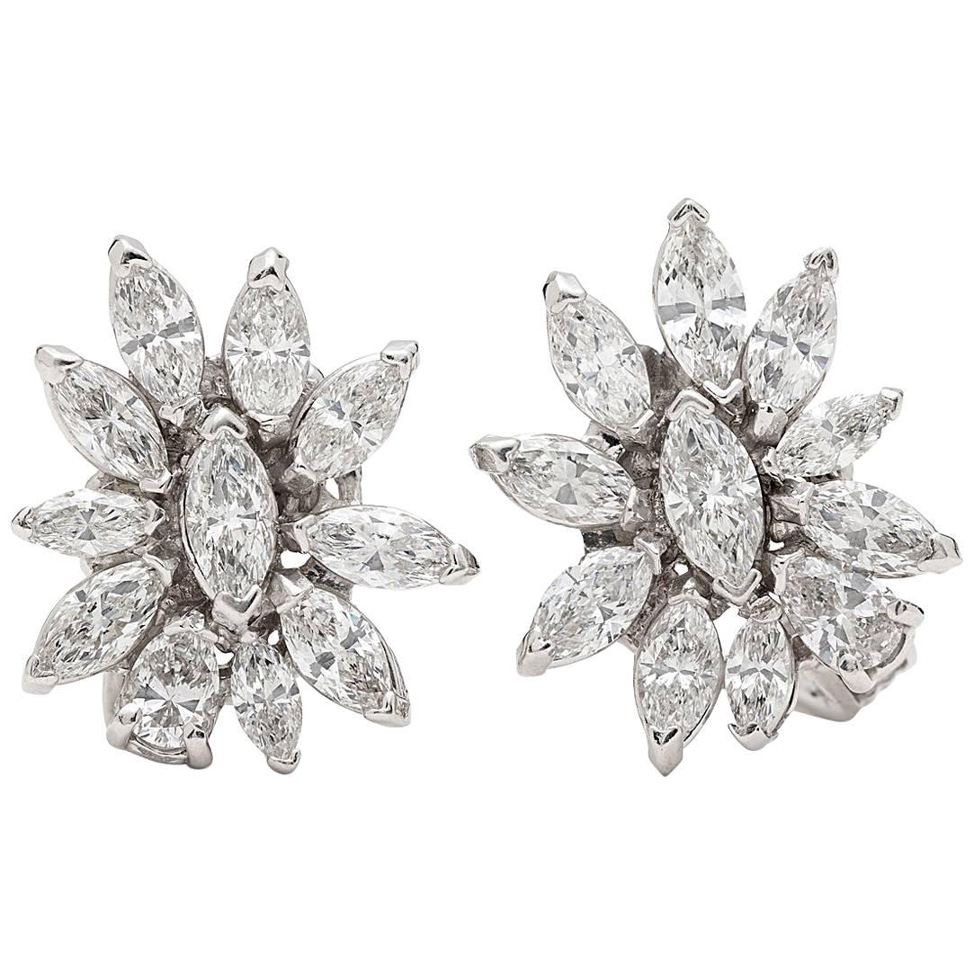 5.50 Carat Marquise Diamond and Platinum Earrings
