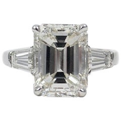 GIA Certified J. Birnbach 5.03 Carat Emerald Cut Diamond Engagement Ring