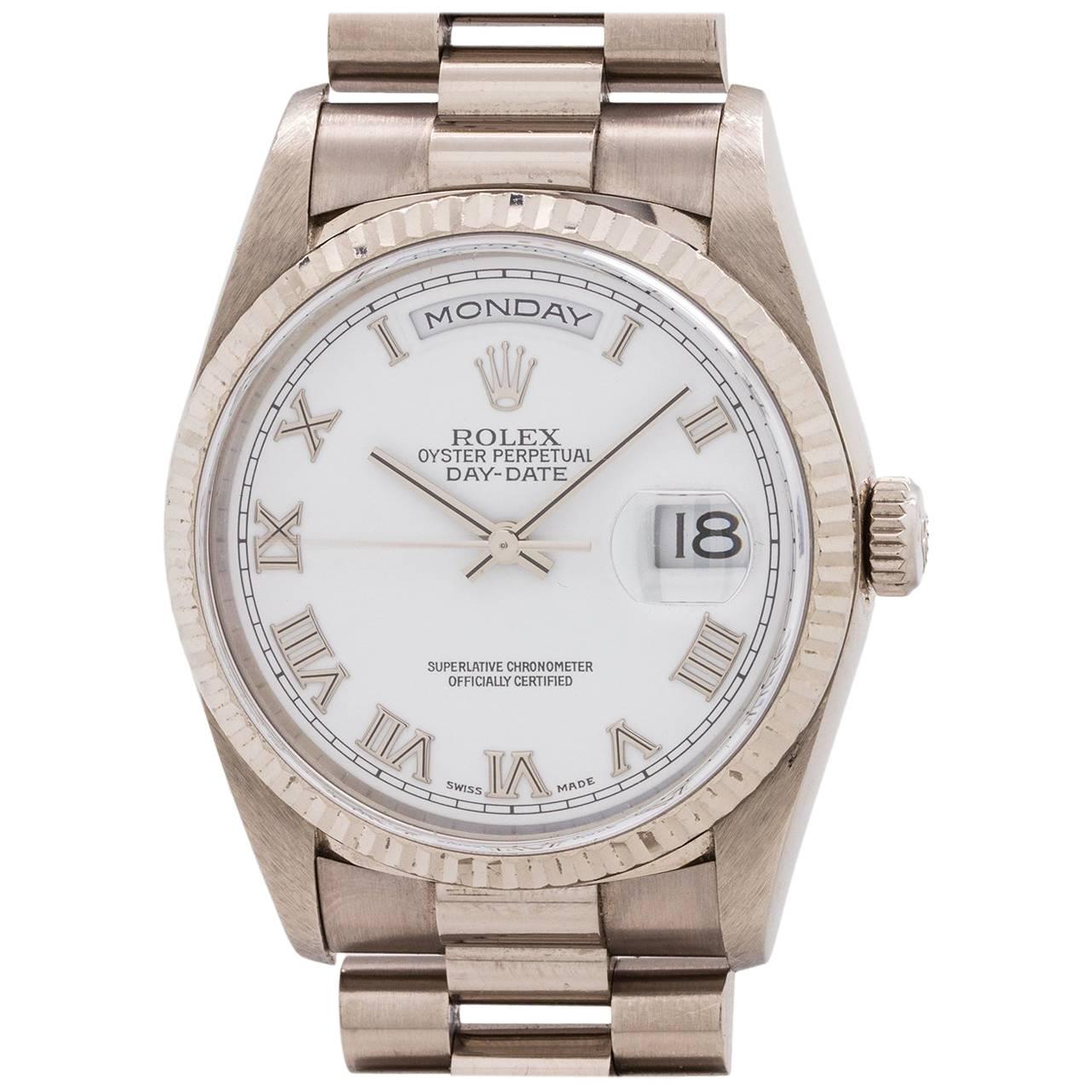 Rolex White Gold Day Date President Self Winding Wristwatch Ref 18239