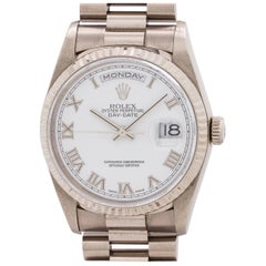 Vintage Rolex White Gold Day Date President Self Winding Wristwatch Ref 18239