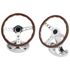 Deakin & Francis Sterling Silver Vintage Steering Wheel Cufflinks