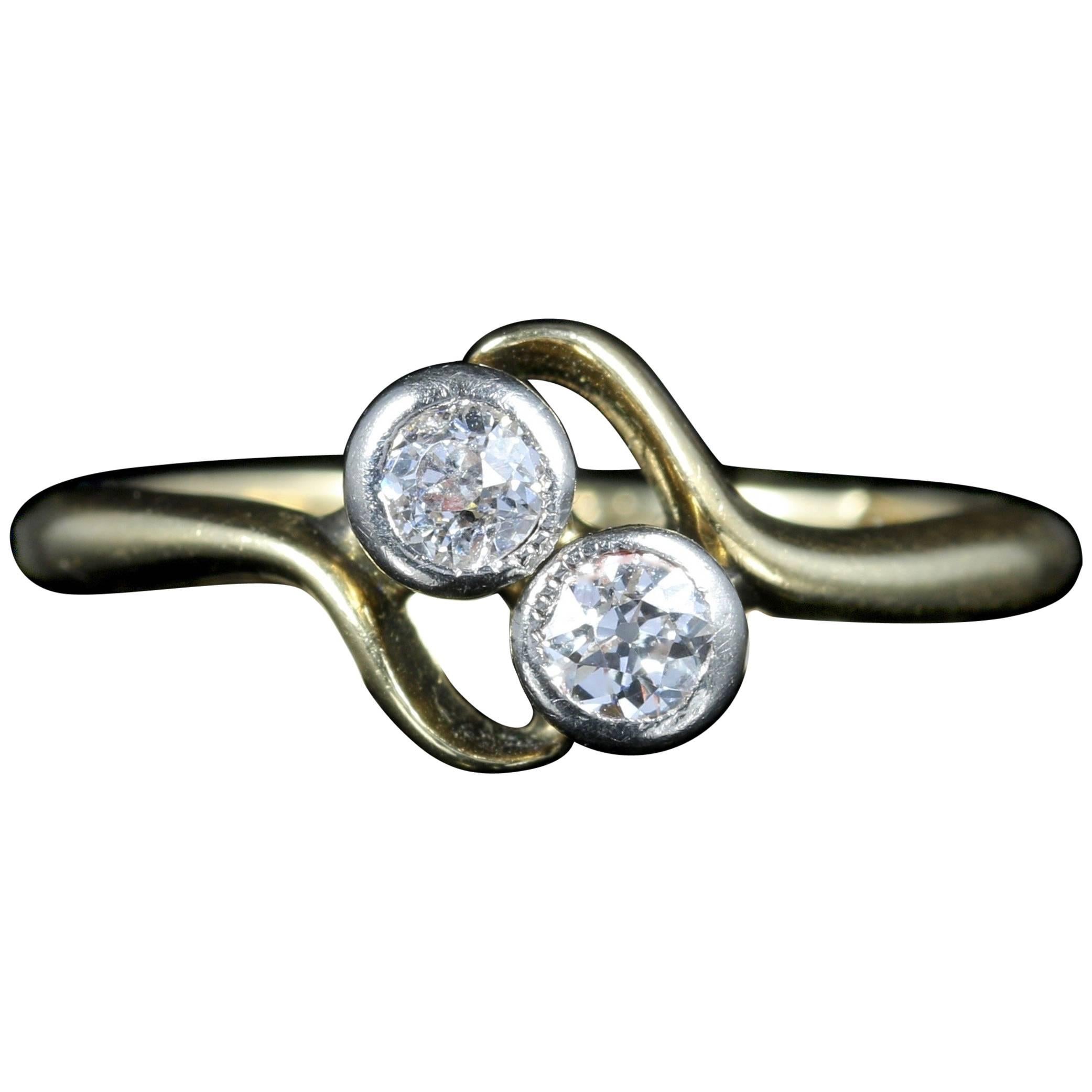 Antique Edwardian Diamond Twist Ring circa 1900 18 Carat Gold