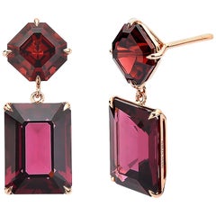 Paolo Costagli 18 Karat Rose Gold Rhodolite Garnet 14.88 Carat Earrings