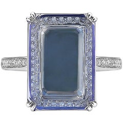 18 Karat White Gold Tanzanite 4.72 Carat and Diamond Ring