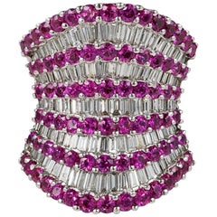 Vintage 6.0 Carat G VVS Diamond 5.50 Carat Pink Sapphire Wide Ring