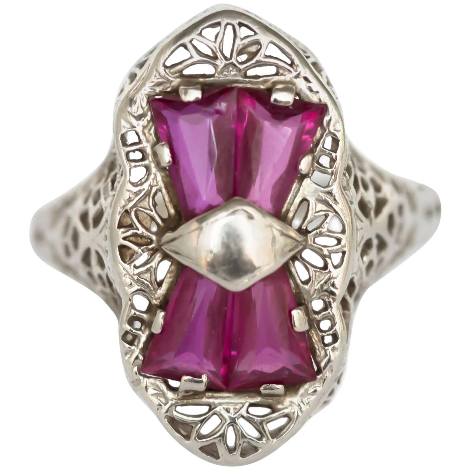 .75 Carat, Total Weight Ruby White Gold Engagement Ring For Sale