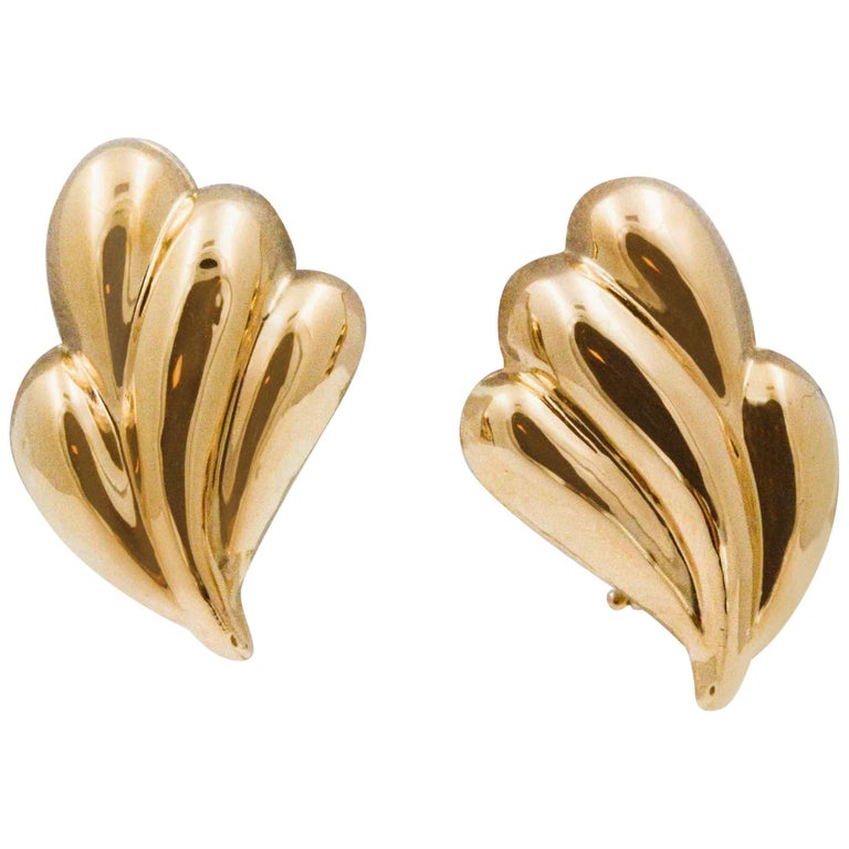 14 Karat Yellow Gold Clip Back Earrings at 1stDibs