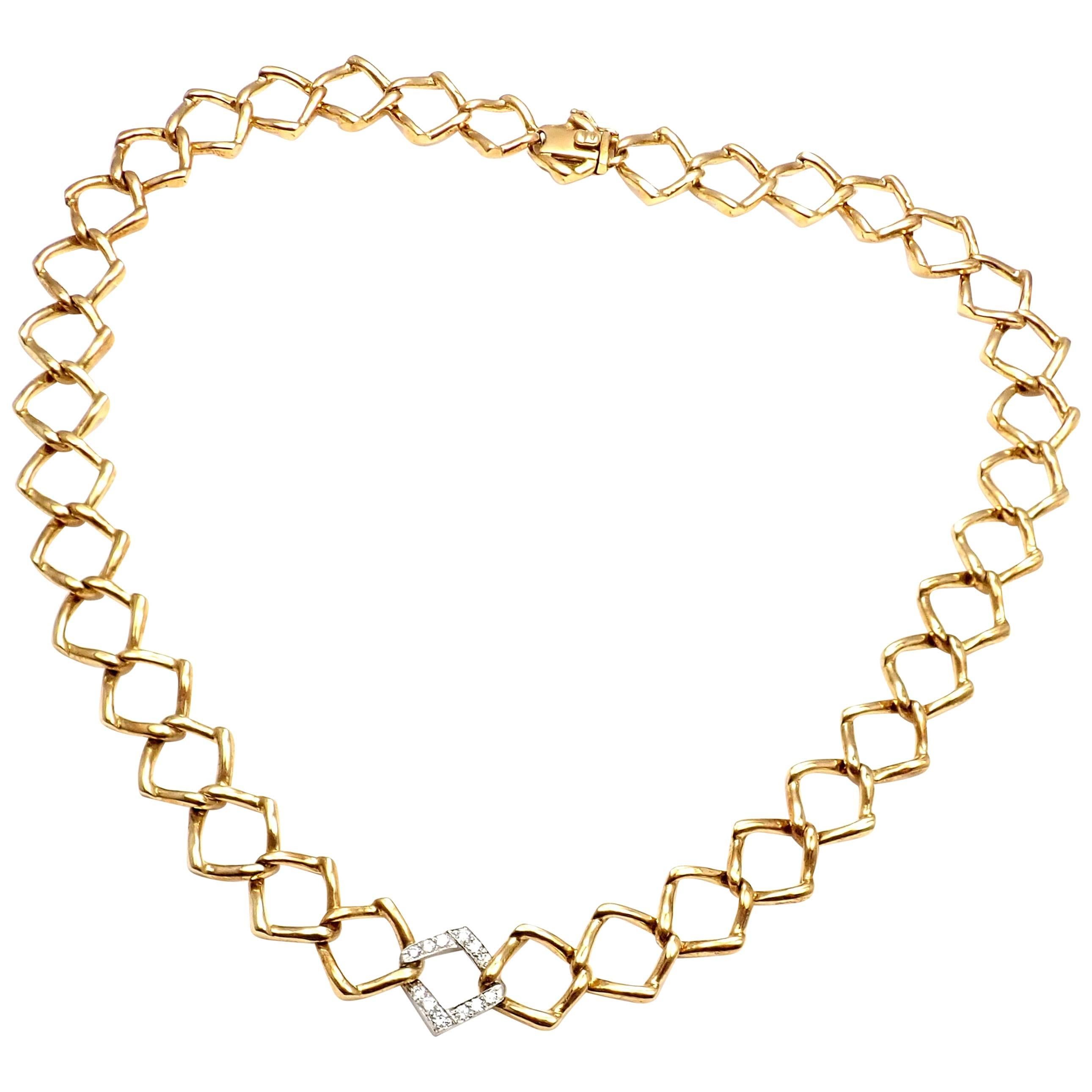 Tiffany & Co. Paloma Picasso Link Diamond Platinum Yellow Gold Link Necklace