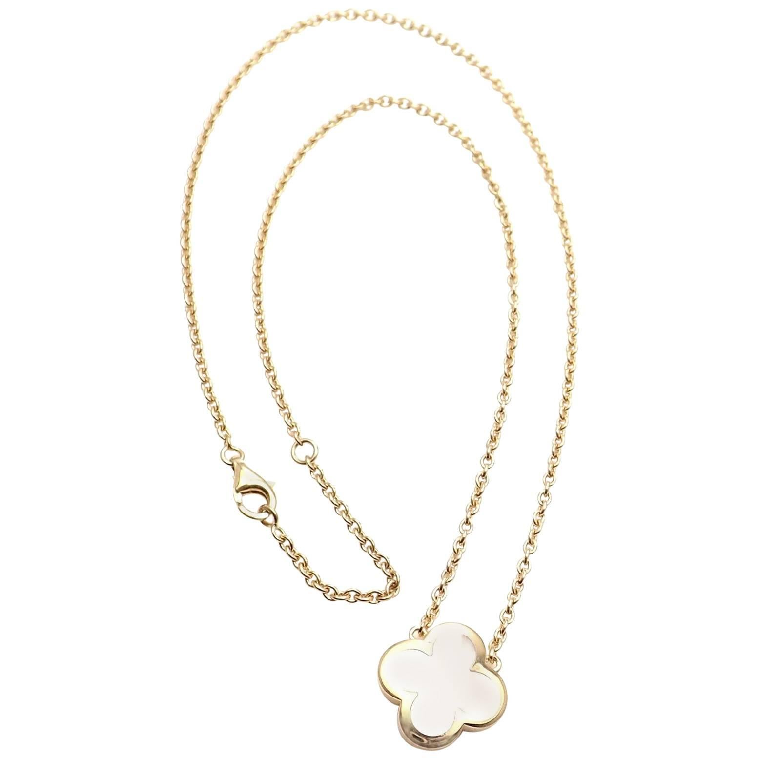 Van Cleef & Arpels Pure Alhambra Mother-of-Pearl Gold Pendant Necklace
