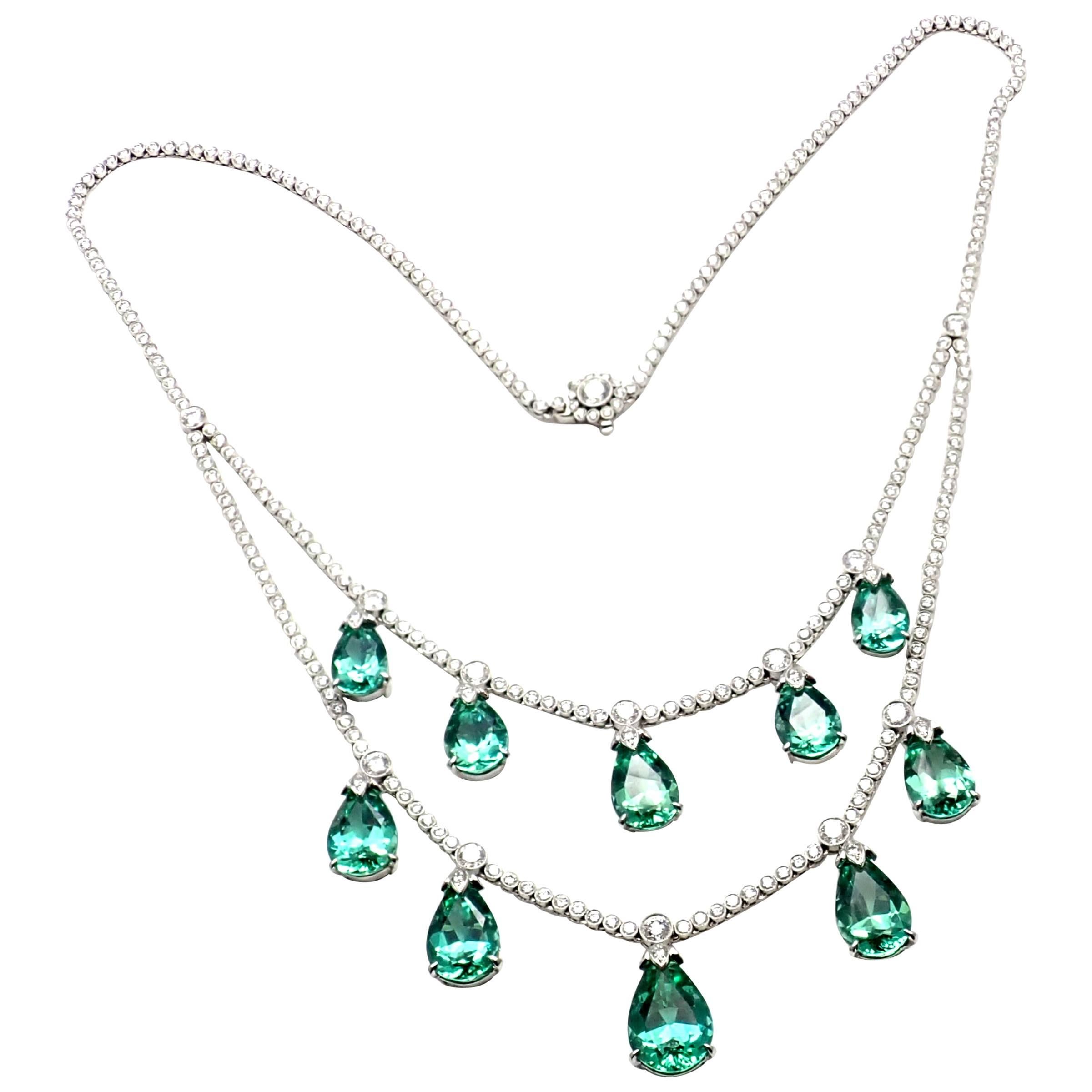 Tiffany & Co. 5.25 Carat Diamond 22.46 Carat Green Tourmaline Platinum Necklace