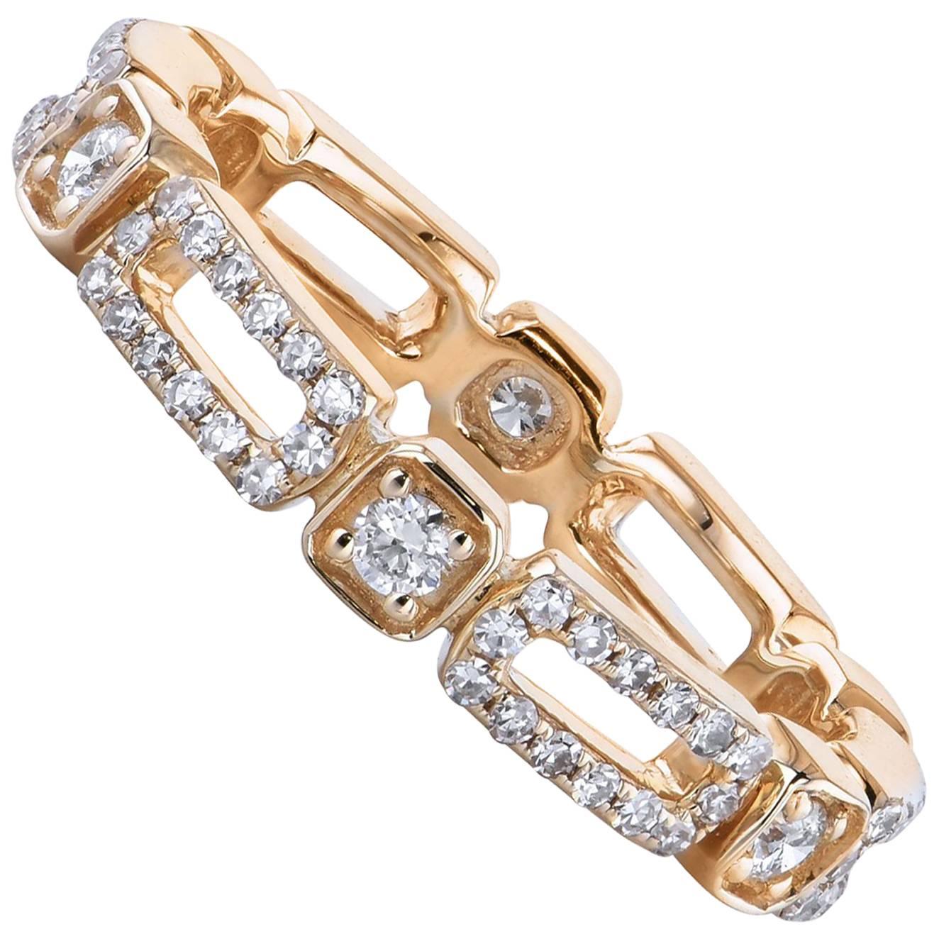 0.53 Carat Rectangle and Square Yellow Gold Eternity Band Ring