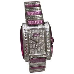 Ebel Vanua White Gold & Pave Pink and White Diamond Case & Bracelet Lady's Watch