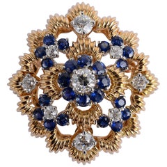 Oscar Heyman and Brothers Diamond Sapphire Pendant/Brooch