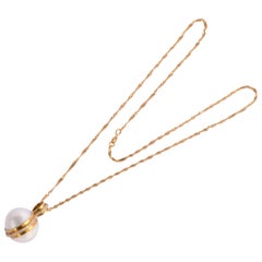 Mabe Pearl Gold Diamond Pendant Necklace