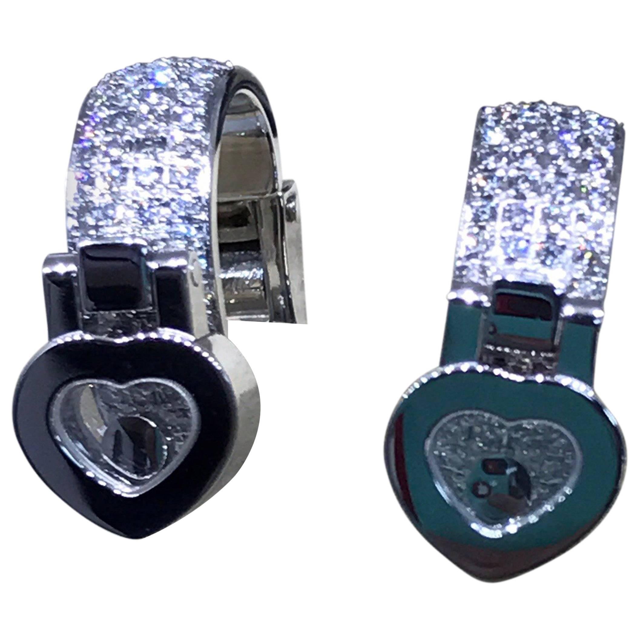 Chopard Happy Diamonds White Gold Hearts Diamond Earrings 84/6987-1001 Brand New For Sale