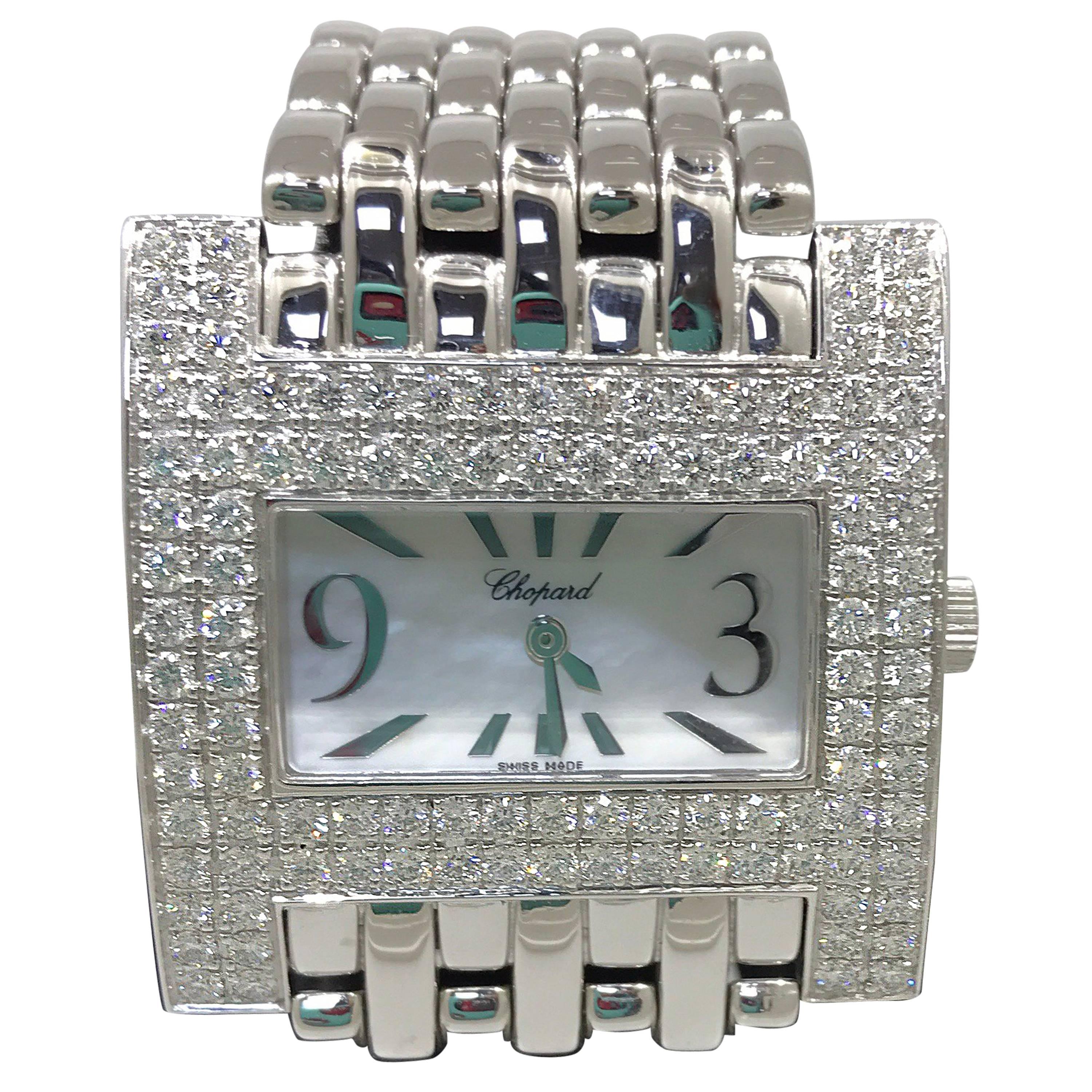 Chopard Haute Horlogerie White Gold Diamond White Dial Bracelet Ladies Watch For Sale