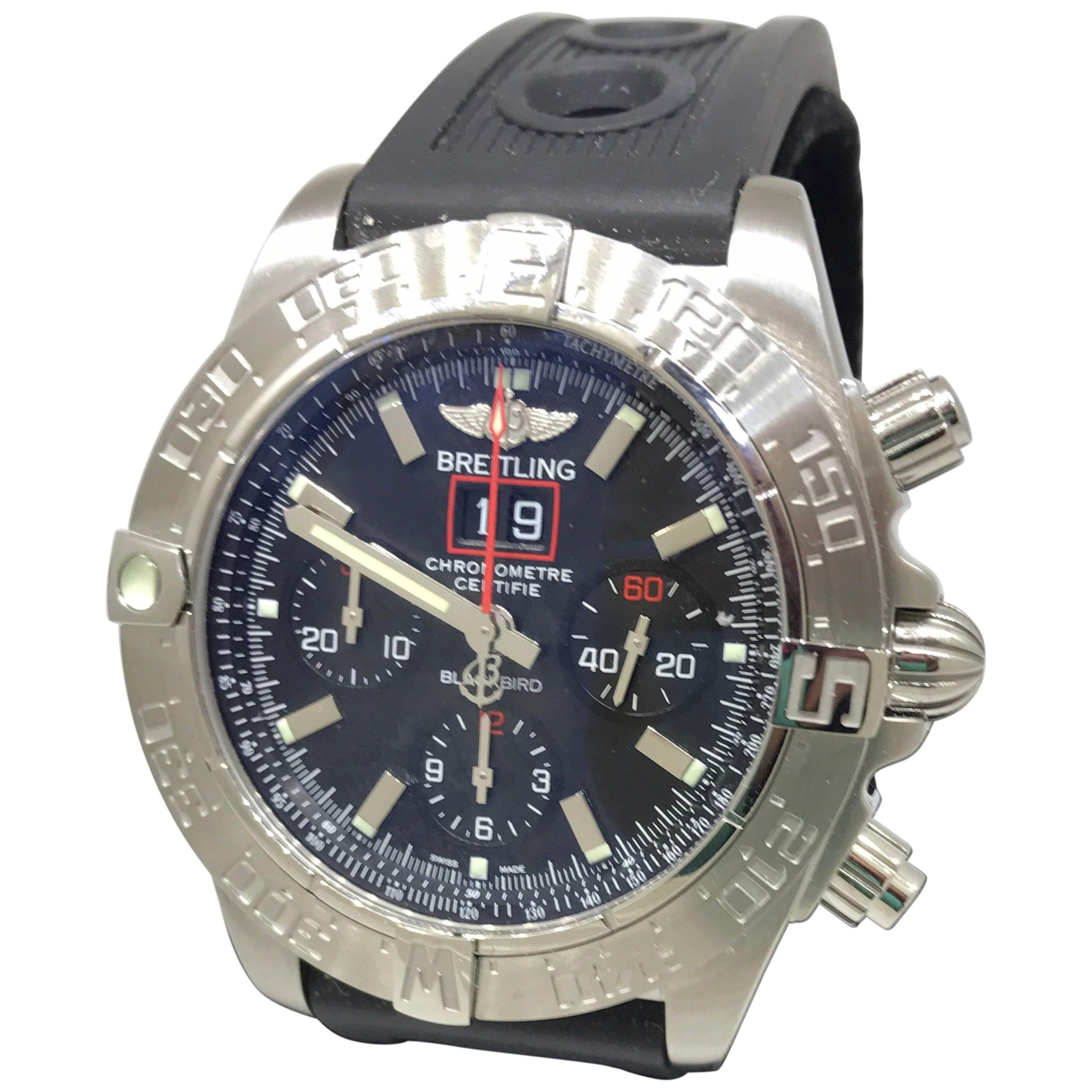 Breitling Chronomat Blackbird Stainless Steel Black Dial Men's Watch A4436010 For Sale