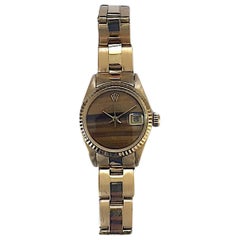 Vintage Rolex Ladies 18K Yellow Gold Tiger's Eye Datejust Automatic Wristwatch, 1970's