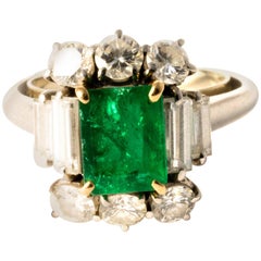 Ansuini Classic Dolce Vita 1960 Emerald and Diamond Platinum Ring Band
