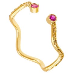 Sabine Getty Pink Yellow Pave Sapphire 18 Karat Gold Band Ring