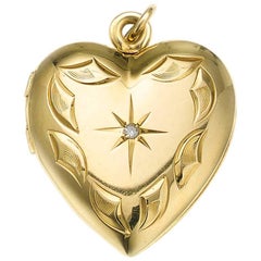 Vintage Diamond Heart Locket Pendant